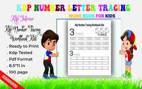 Number 3 Tracing Workbook Kids for KDP