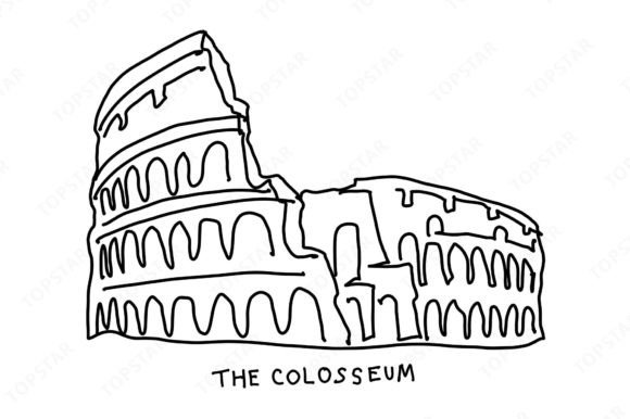 Roman Colosseum Rome Italy Doodle Art for Designers